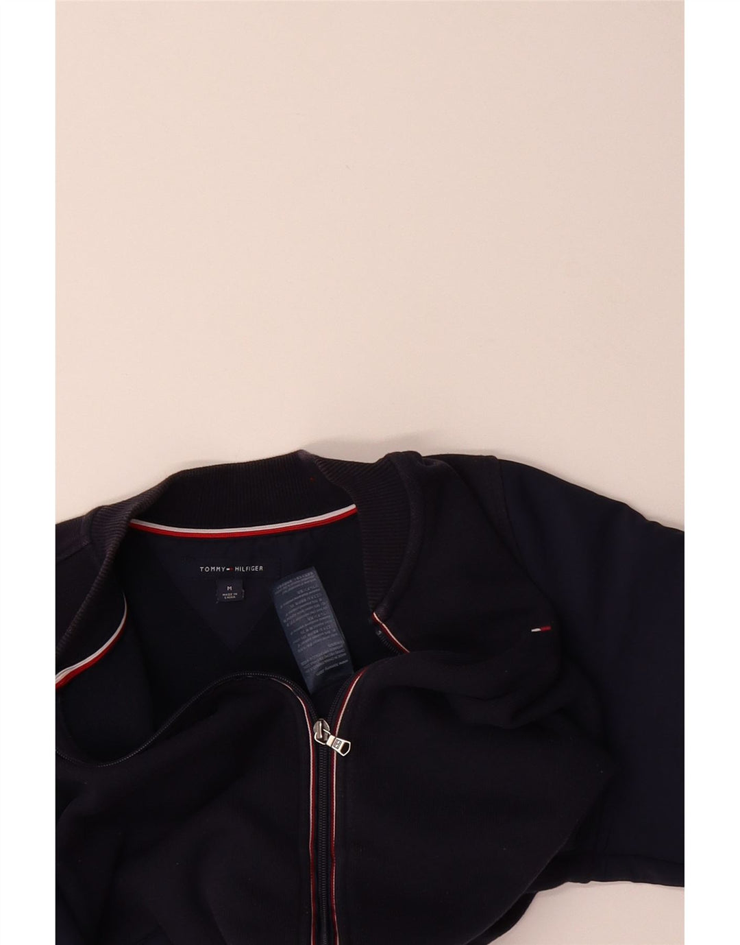 TOMMY HILFIGER Mens Tracksuit Top Jacket UK 12 Medium Navy Blue Polyester