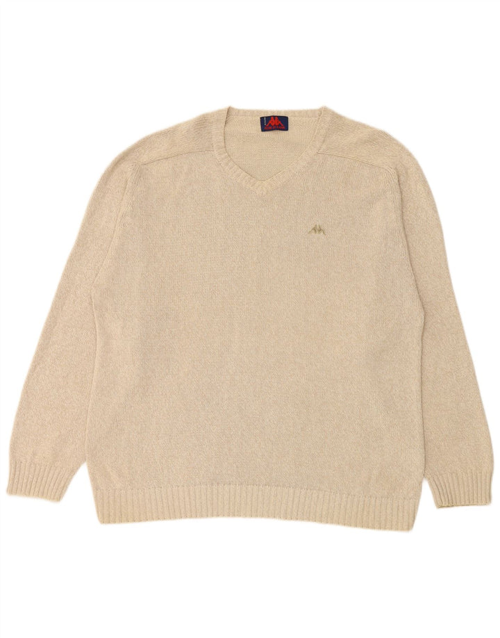 KAPPA Pull col V Homme 2XL Beige Coton