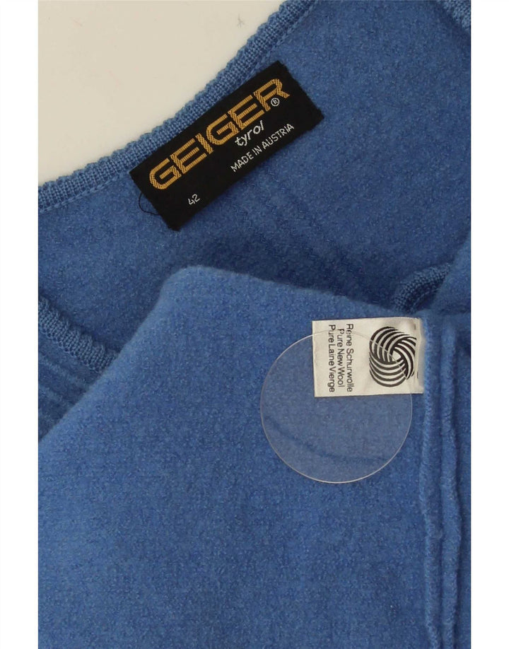 Geiger Gilet court pour femme EU 42 Large Bleu Laine vierge