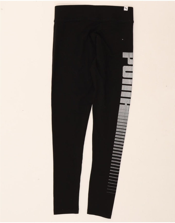 PUMA Womens Graphic Leggings UK 12 Medium Black Cotton Vintage Puma and Second-Hand Puma from Messina Hembry 