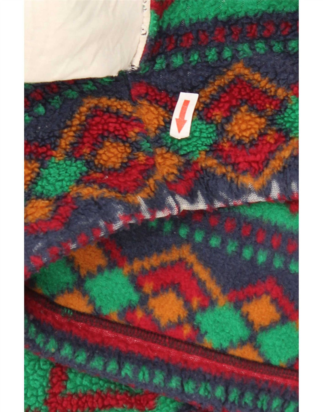 vintage Mens Fleece Jacket UK 42 XL Multicolore Géométrique