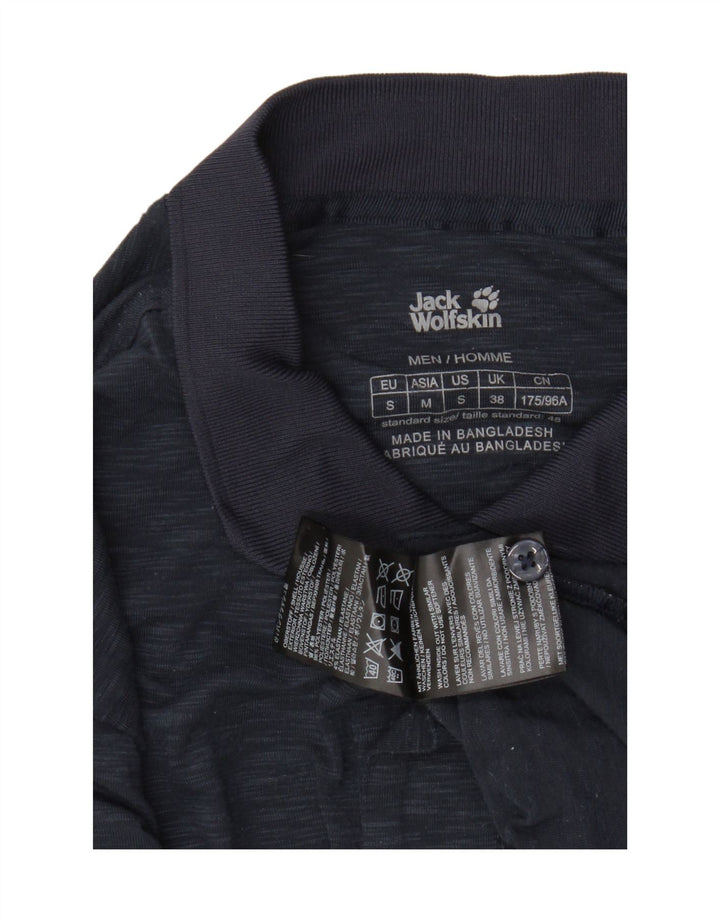 JACK WOLFSKIN Polo Homme UK 38 Petit Bleu Marine Moucheté Polyester