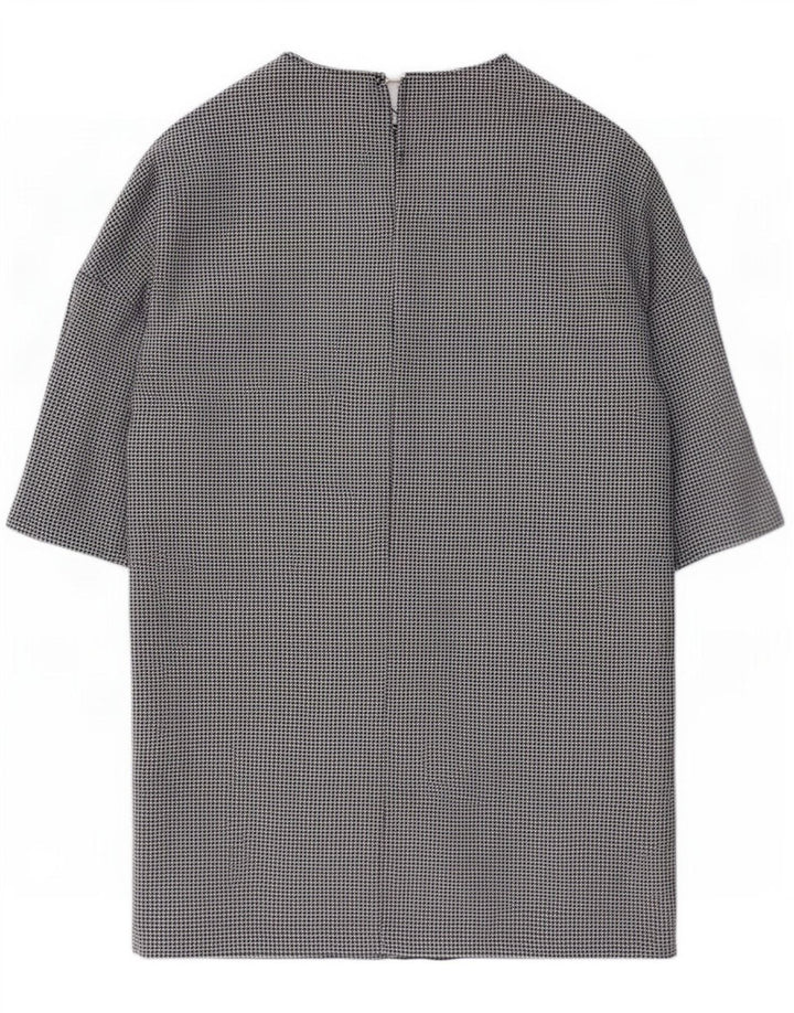 Zara Robe droite à manches 3/4 pour femme UK 16 Grand pied-de-poule noir en polyester