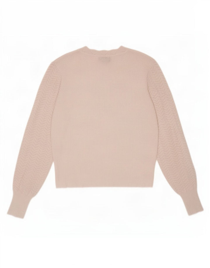 Oasis Pull à col rond pour femme UK 12 Medium Blanc Polyester