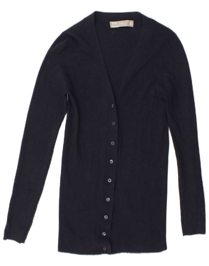 Zara Cardigan Femme Pull UK 14 Bleu Marine Moyen