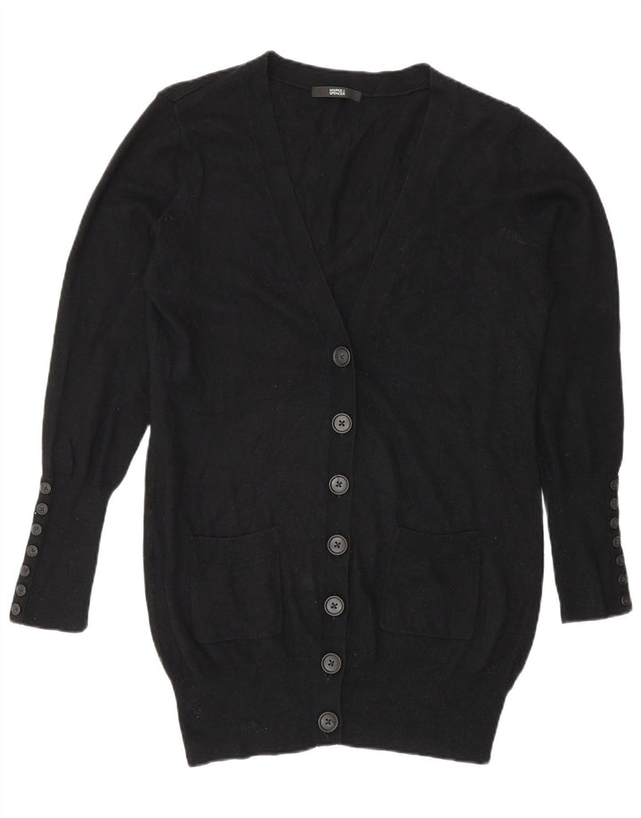 Marks & Spencer Pull cardigan long pour femme UK 12 Viscose noir moyen