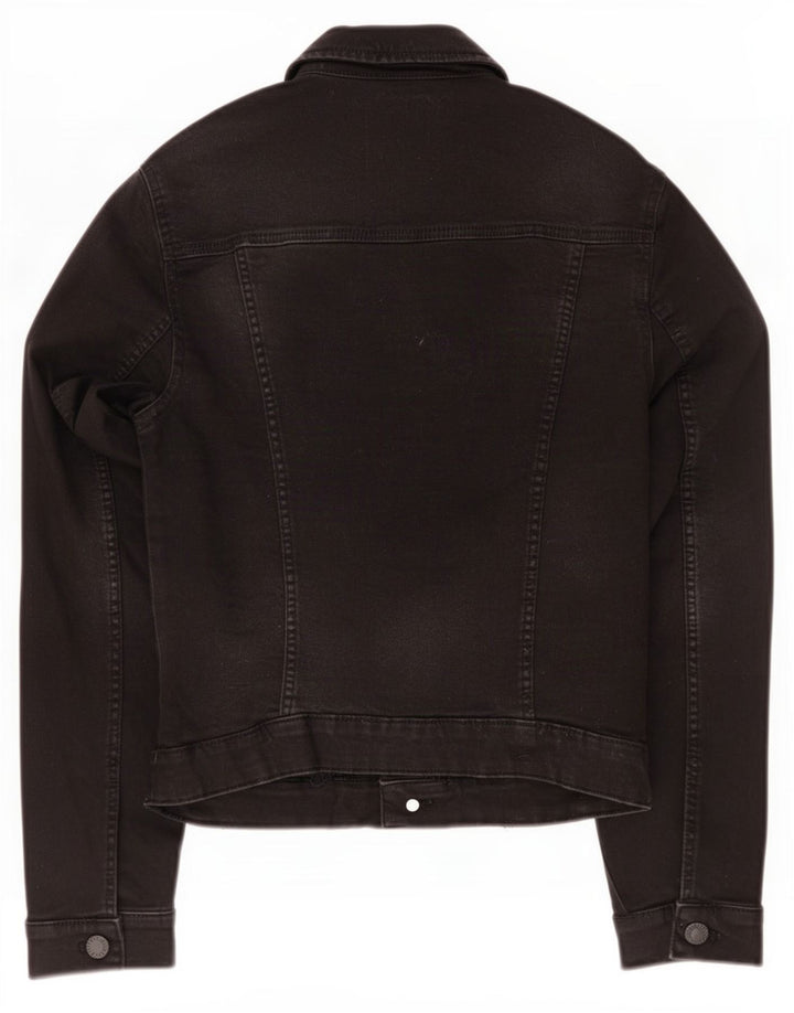 Zara Womens Trafaluc Denim Jacket UK 12 Moyen Noir Coton