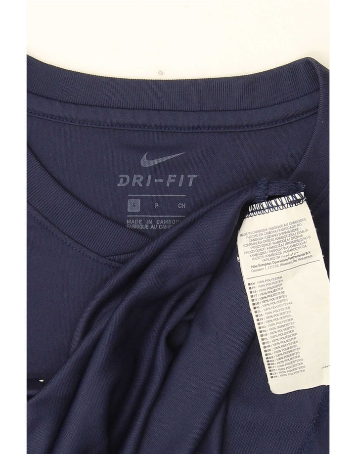 Nike Hommes Dri Fit T-Shirt Haut Petit Bleu Marine Polyester