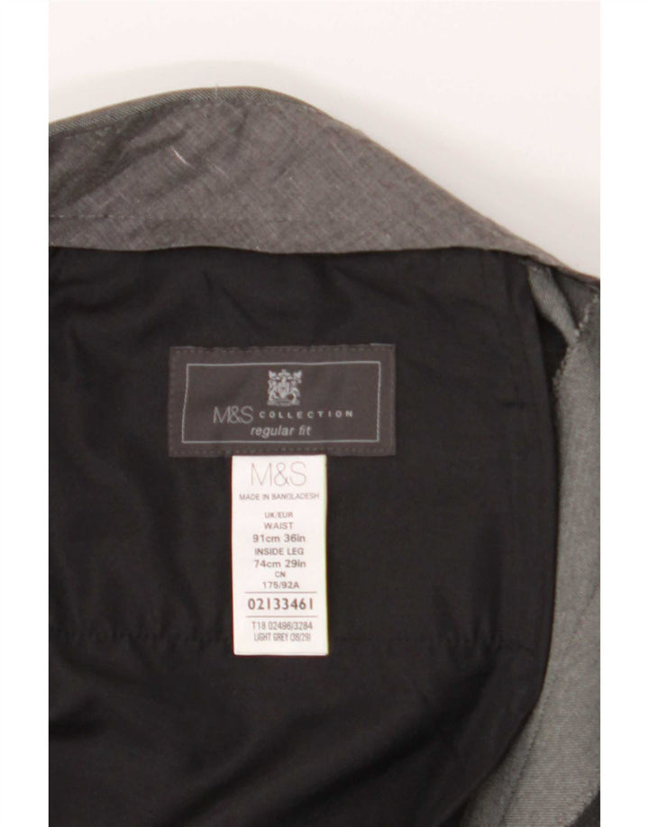 Marks & Spencer Pantalon de costume coupe classique pour homme W36 L29 Gris Polyester