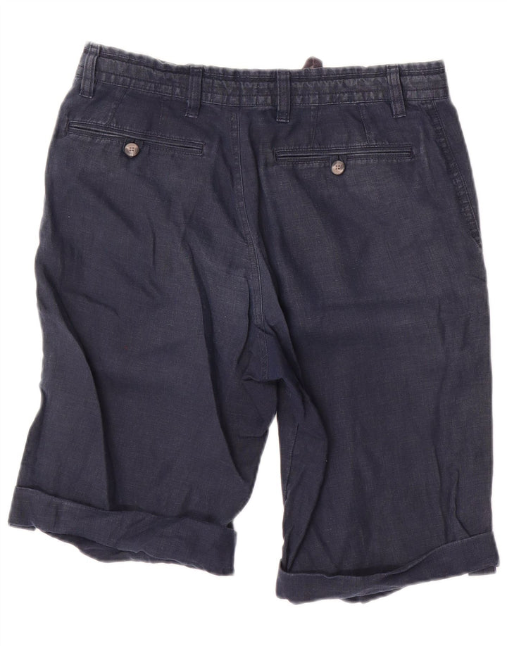 Marks & Spencer Short Chino Homme W30 Lin Bleu Marine Moyen