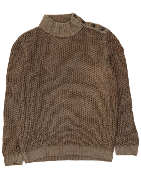 Trussardi Jeans Pull Col Roulé Homme Large Kaki Laine