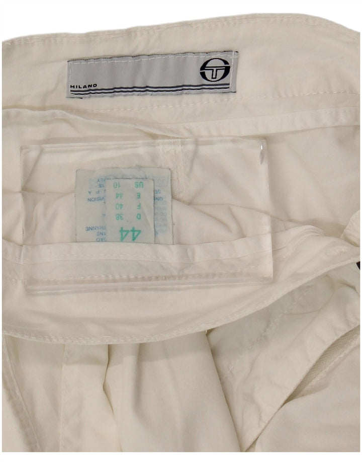 Sergio Tacchini Pantalon Chino Droit Femme IT 44 Medium W30 L27 Blanc
