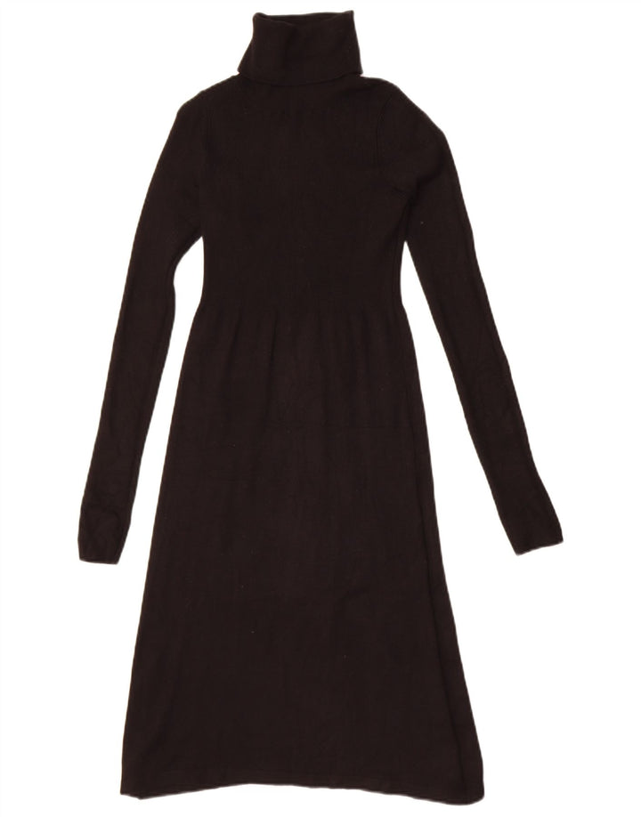 Zara Robe pull à manches longues pour femme UK 8 Petite rayonne noire