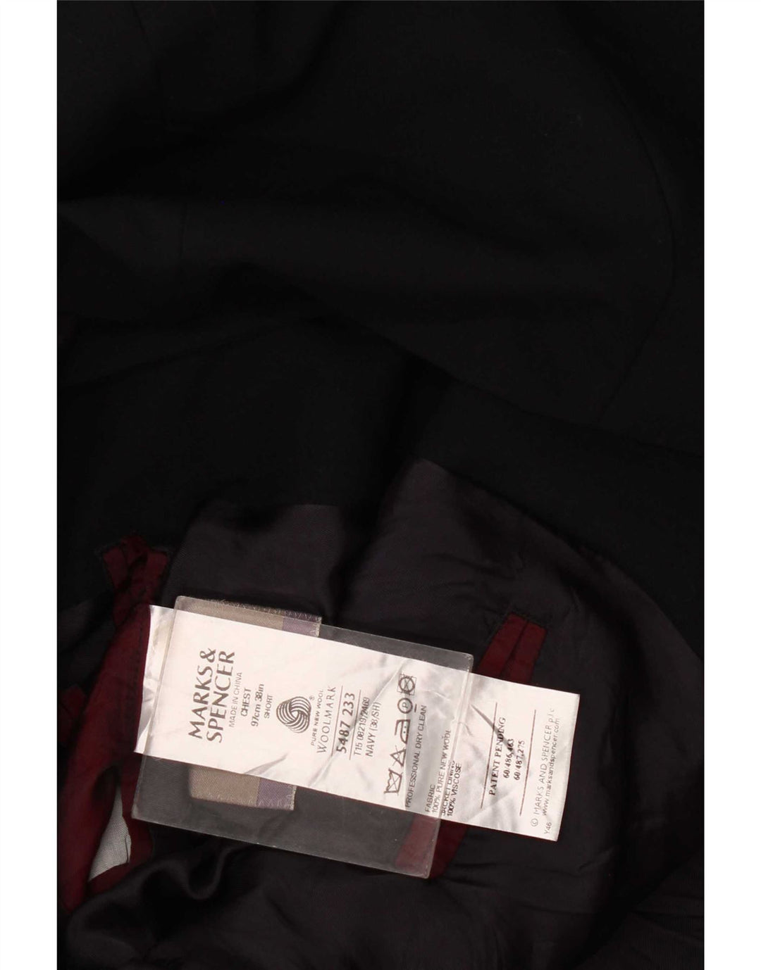 Marks & Spencer Veste blazer à 3 boutons pour homme UK 38 Bleu marine moyen Laine vierge