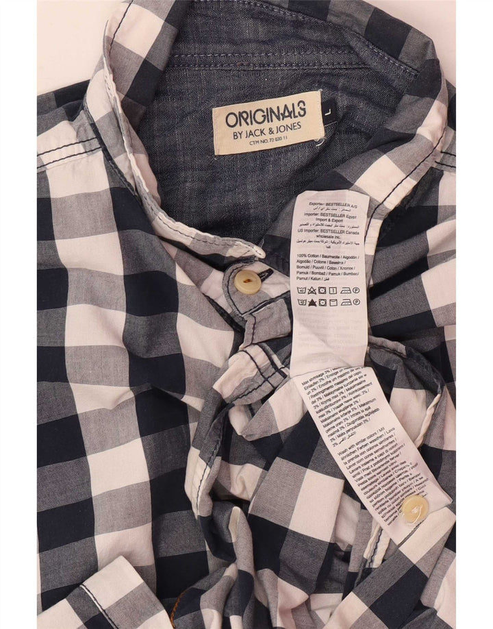 Jack & Jones Chemise à manches courtes pour hommes en coton à carreaux bleu marine grand