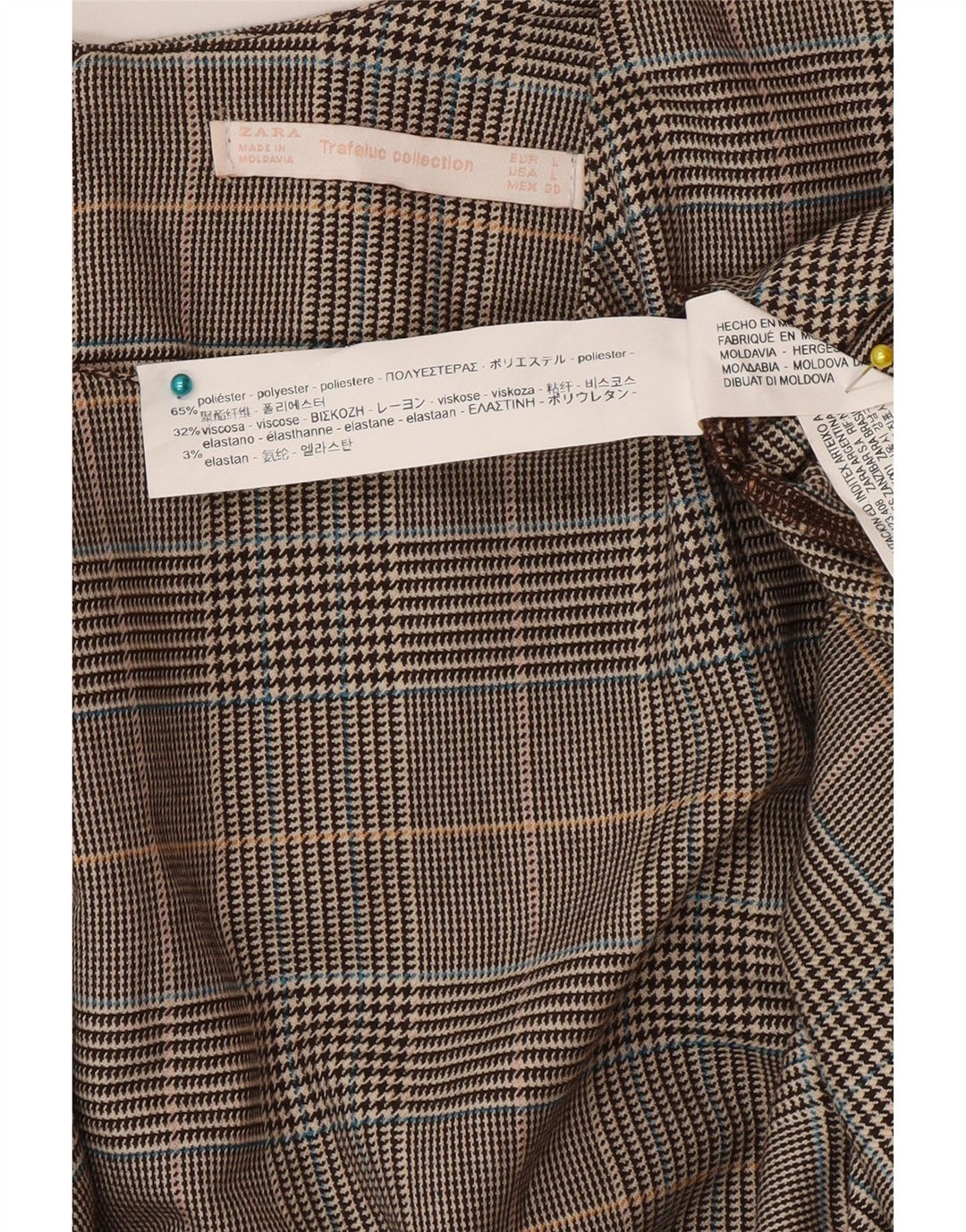Zara Robe trapèze pour femme UK 46 Grand carreaux marron en polyester