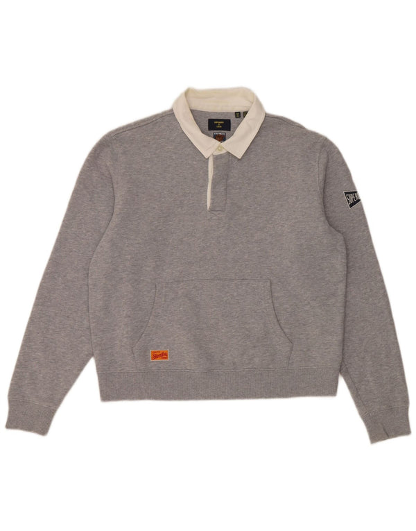 Superdry Sweat-shirt surdimensionné à col polo pour femme UK 12 Gris moyen