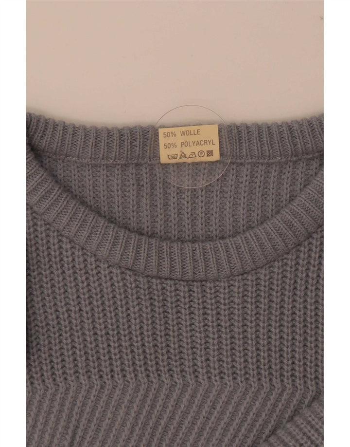 vintage Mens Crew Neck Jumper Pull IT 50/52 Grande laine grise