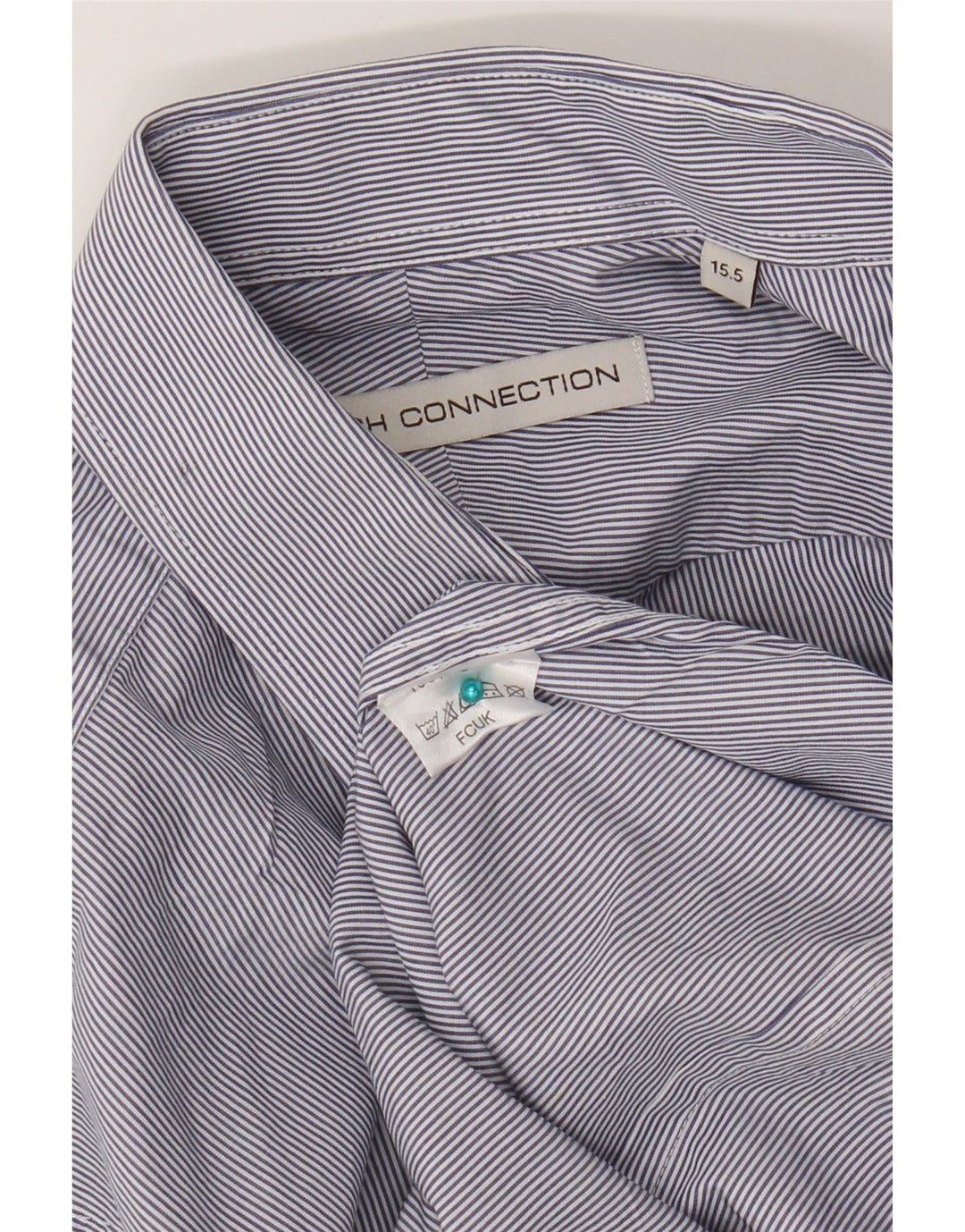 French Connection Chemise homme taille 15,5 coton bleu moyen à fines rayures