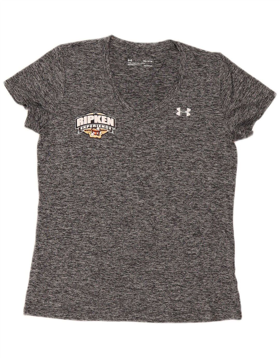 UNDER ARMOUR T-shirt graphique Heat Gear pour femme UK 14 Gris moyen
