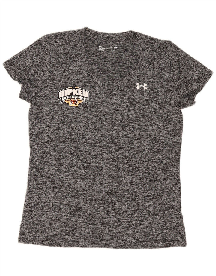 UNDER ARMOUR T-shirt graphique Heat Gear pour femme UK 14 Gris moyen