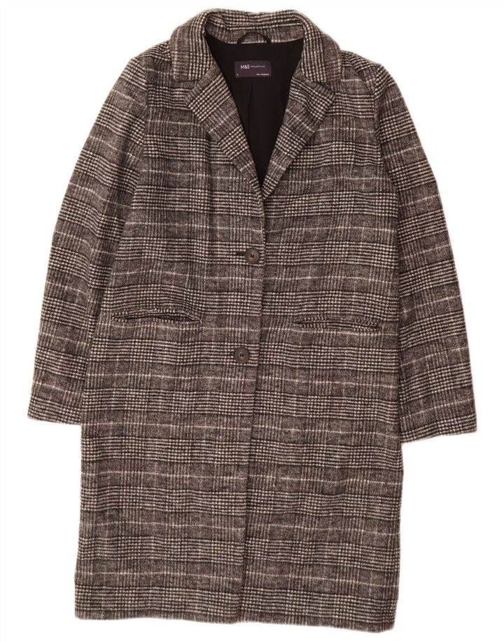 Marks & Spencer Manteau surdimensionné pour femme UK 10 Petit carreaux noirs