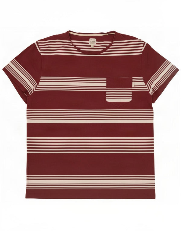Jack Wills T-Shirt Homme Haut Large Coton Rayé Bordeaux