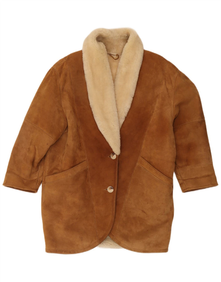 Manteau oversize en shearling pour femmes vintage IT 44 Marron Moyen Shearling