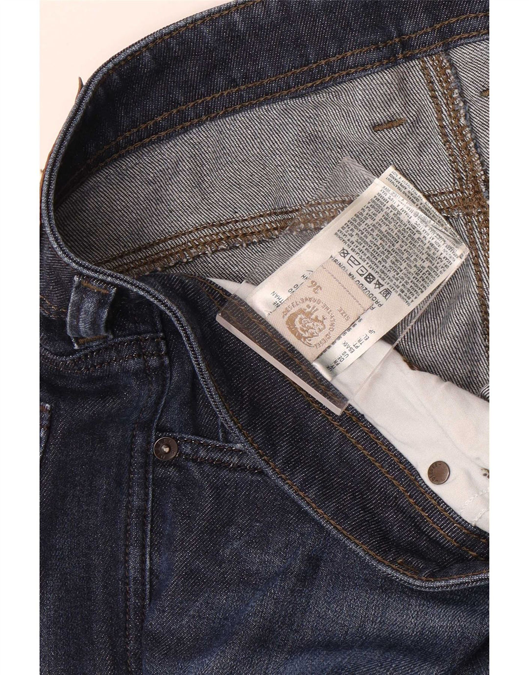 Diesel Jean Droit Homme W36 L32 Bleu Coton