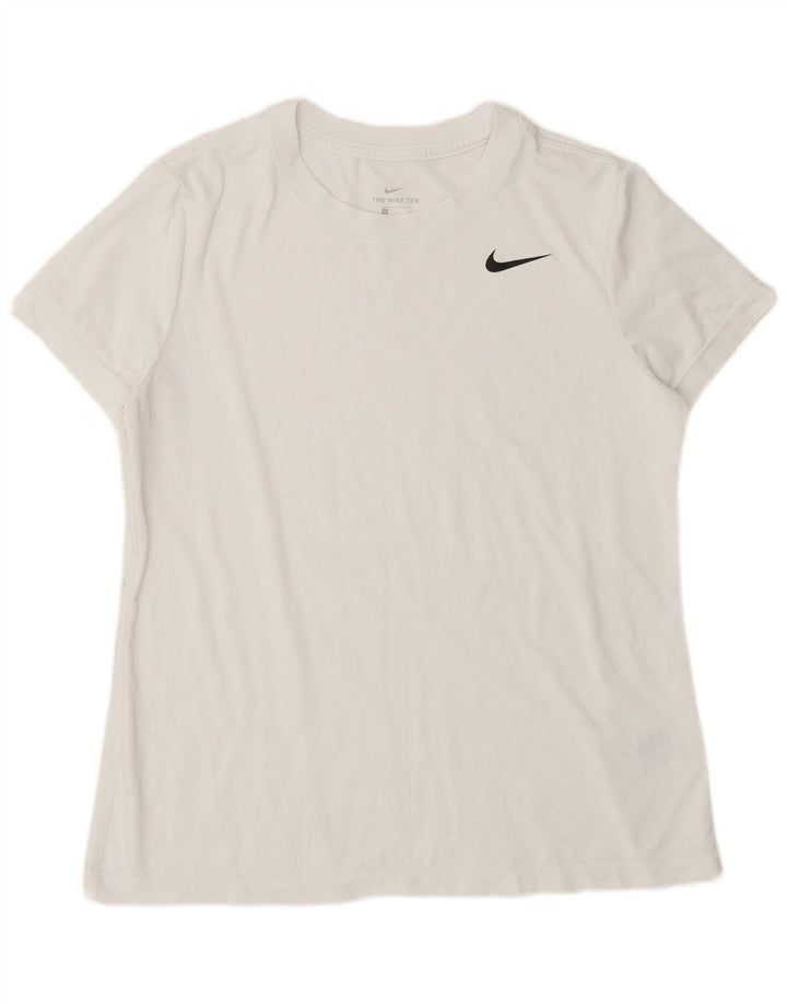 NIKE T-shirt Dri Fit pour femme UK 14 Polyester blanc moyen