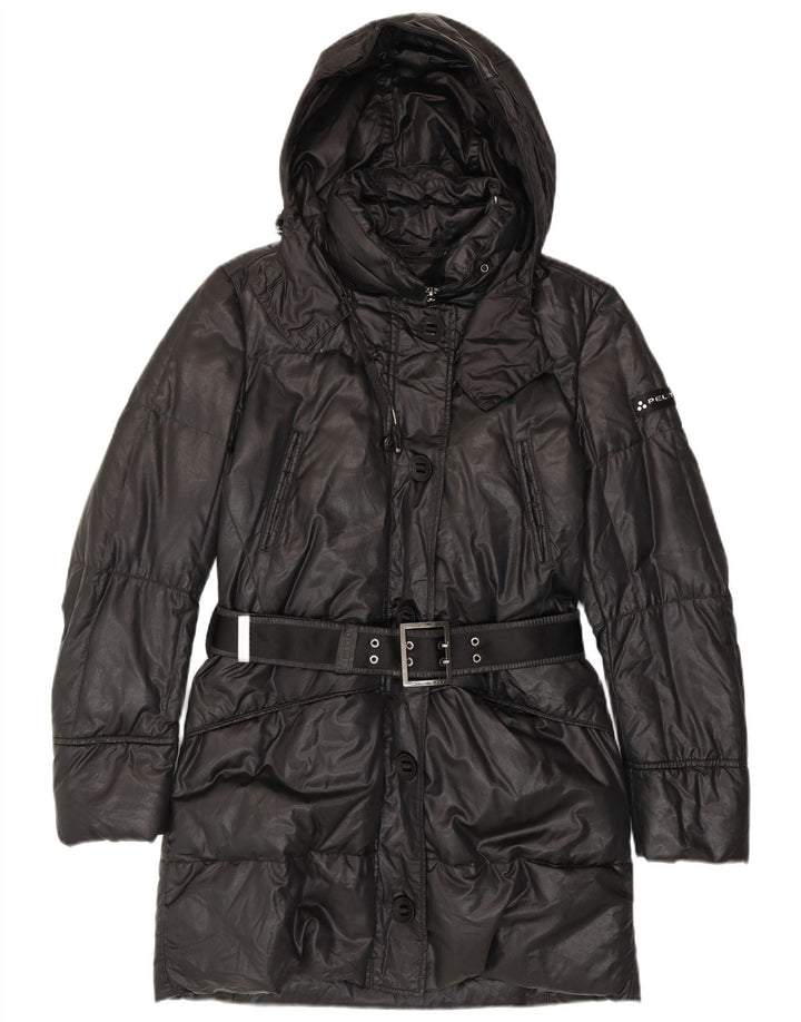 PEUTEREY Manteau matelassé à capuche pour femme EU 42 Large Noir Coton