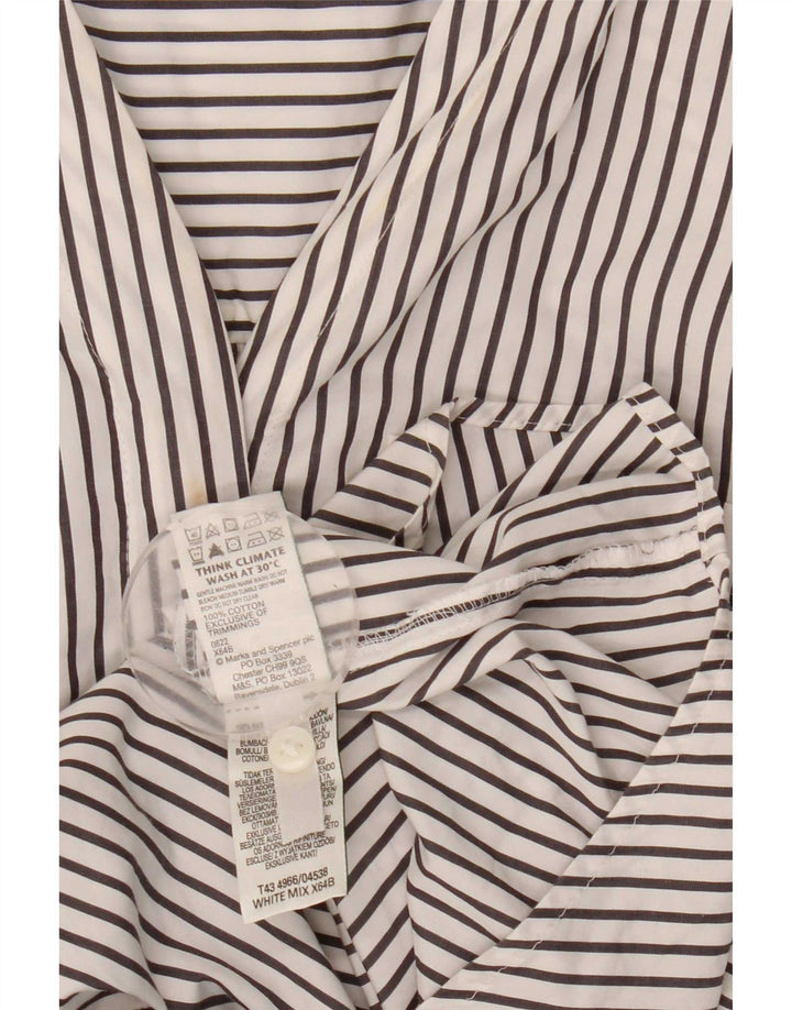 Marks & Spencer Chemise pull pour femme UK 16 Grand coton rayé blanc
