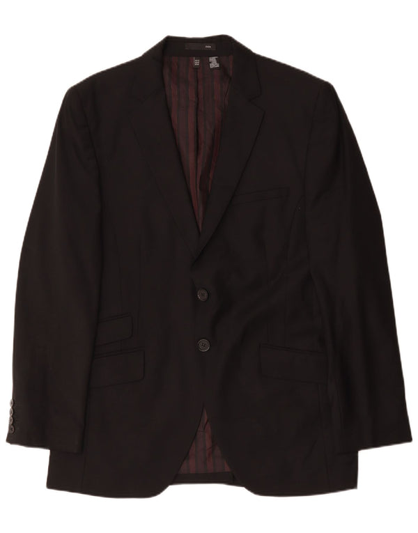 Zara Veste Blazer 2 Boutons Homme EU 50 Laine Noir Moyen