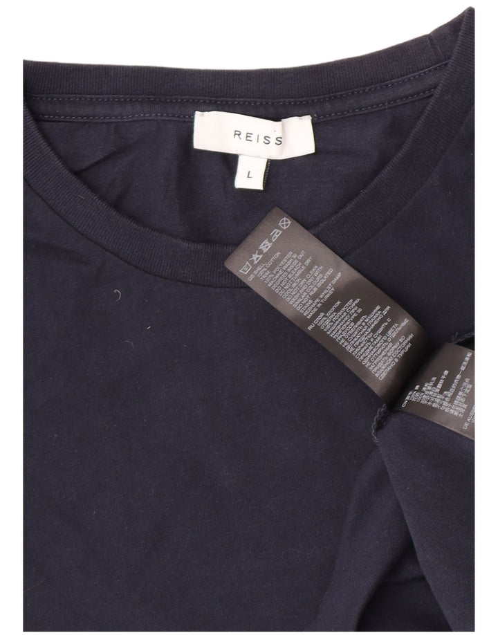 Reiss Homme T-Shirt Top Large Bleu Marine Coton