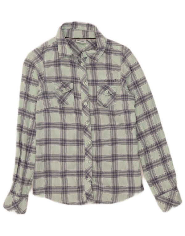 Animal Chemise en flanelle pour femme UK 6 XS Vert à carreaux en coton