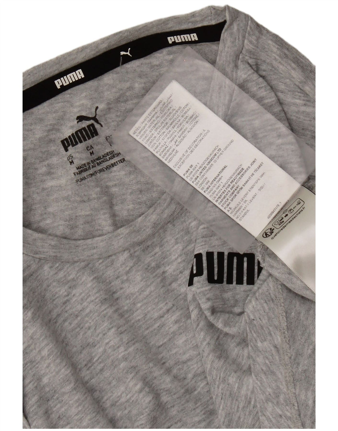 Puma T-Shirt Femme UK 12 Gris Moyen Coton