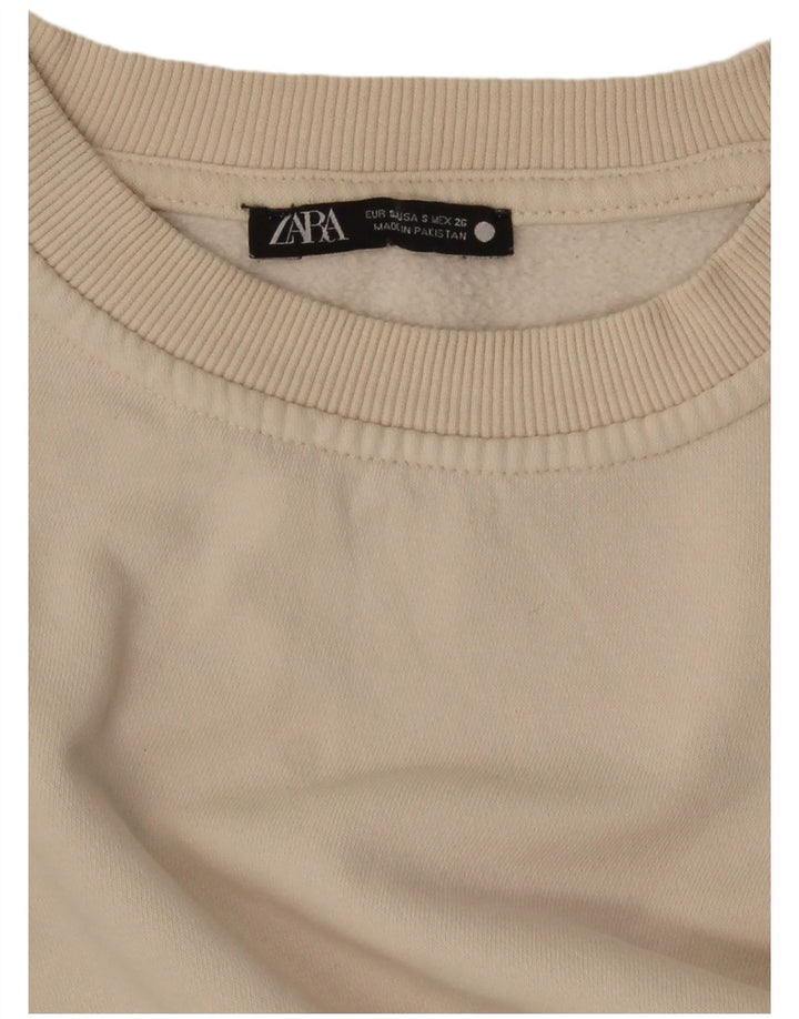 Zara Sweat-shirt court surdimensionné pour femme UK 10 Petit Blanc