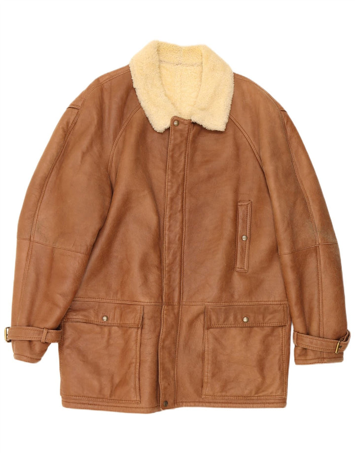 veste en peau de mouton homme vintage IT 52 XL peau de mouton beige