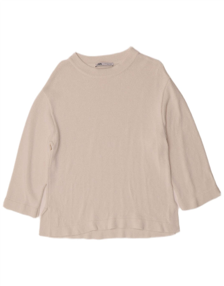 Zara Pull col bateau pour femme UK 14 Blanc moyen