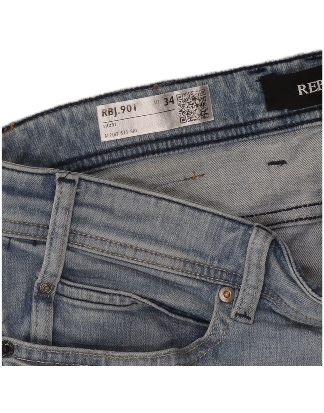 REPLAY Short en Jean Homme W24 Large Bleu Coton