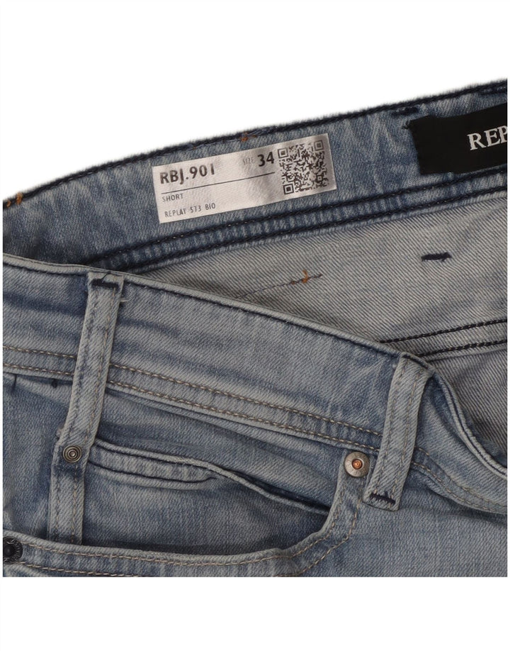 REPLAY Short en Jean Homme W24 Large Bleu Coton