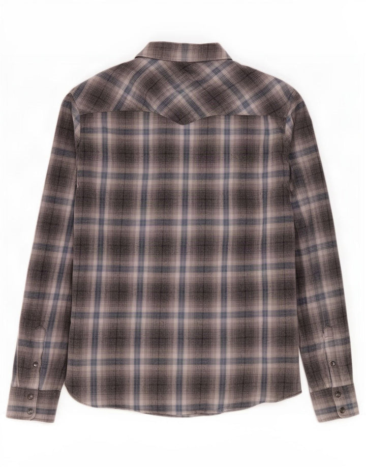 All Saints Chemise En Flanelle Petit Carreau Gris Coton Homme