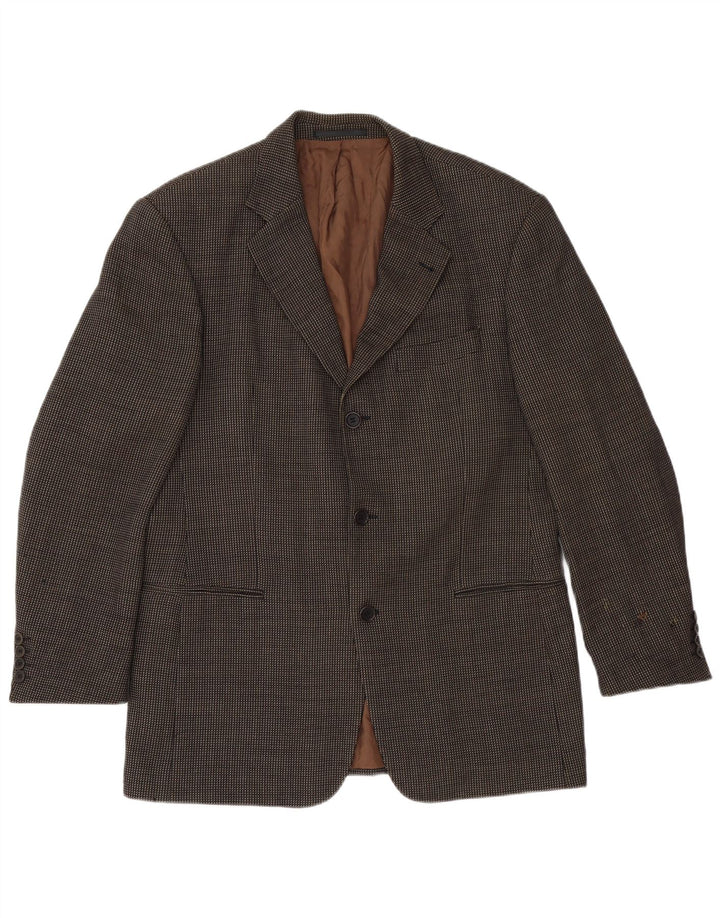 Hugo Boss Veste blazer à 3 boutons pour homme EU 50 Grande laine à pois marron