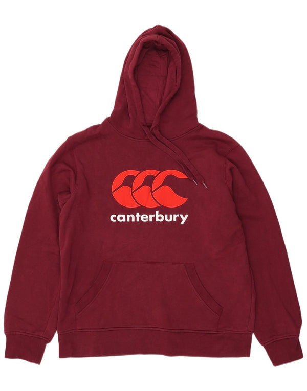 CANTERBURY Mens Graphic Hoodie Jumper XL Burgundy Cotton