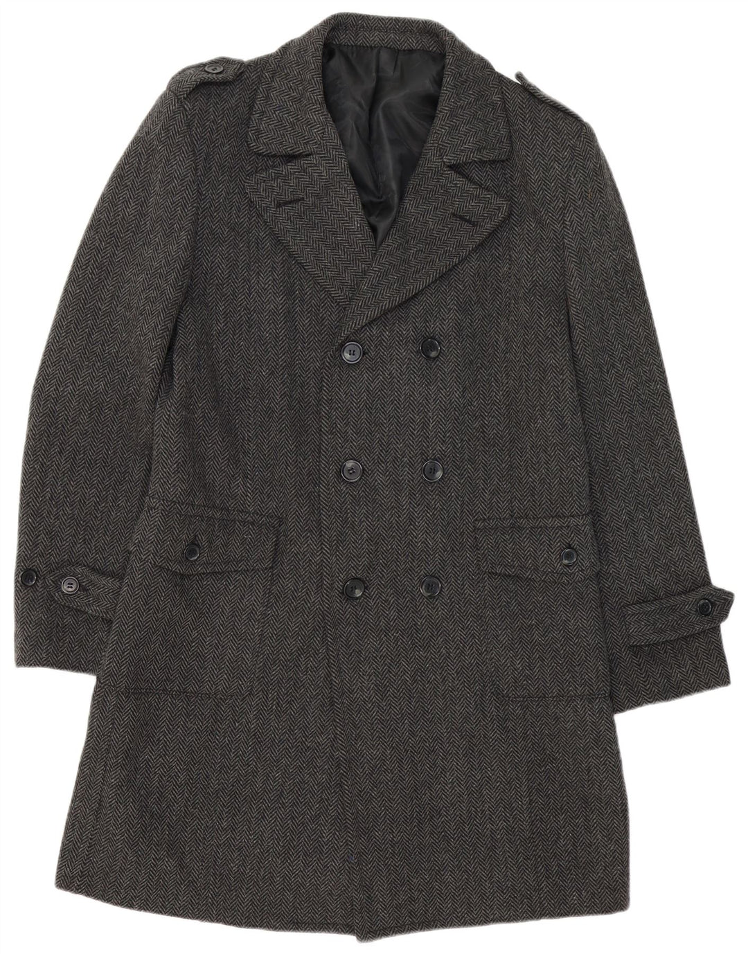 Deblasio Manteau croisé pour homme UK 42 XL Laine à chevrons Gris