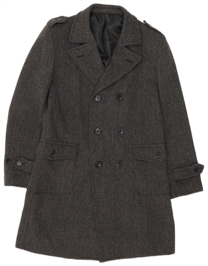 Deblasio Manteau croisé pour homme UK 42 XL Laine à chevrons Gris