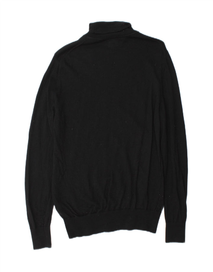 John Lewis Pull col roulé pour homme en laine noire moyenne
