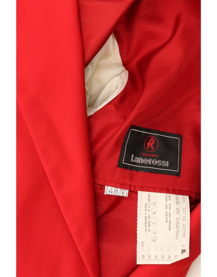 Tessuti Lanerossi Veste blazer à 2 boutons pour homme UK 38 Laine vierge rouge moyen