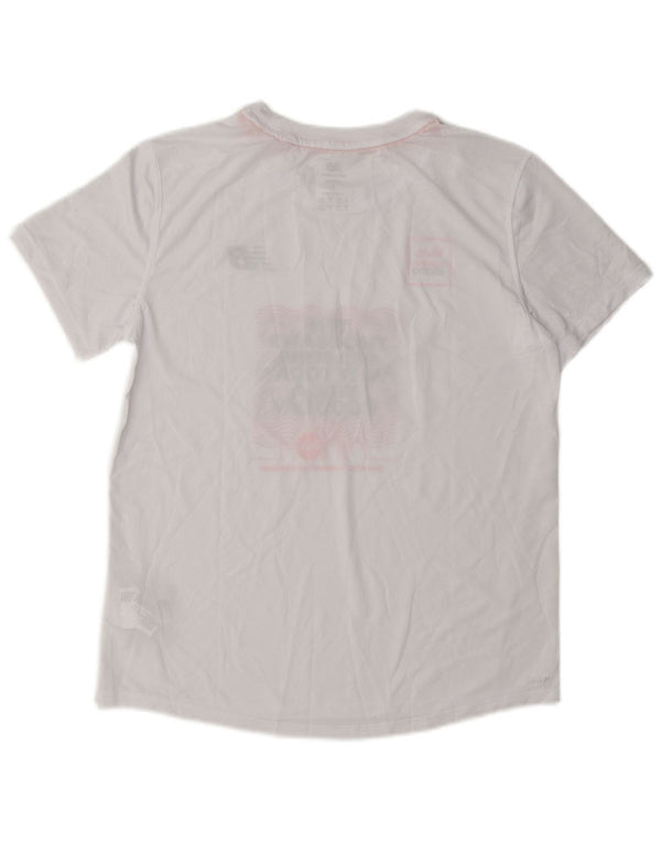 New Balance T-shirt graphique surdimensionné pour femme UK 10 Small Blanc