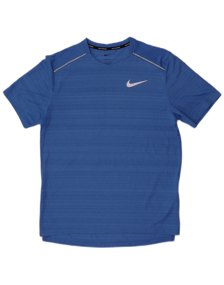 Nike Homme Dri Fit T-Shirt Haut Bleu Moyen Rayé Polyester